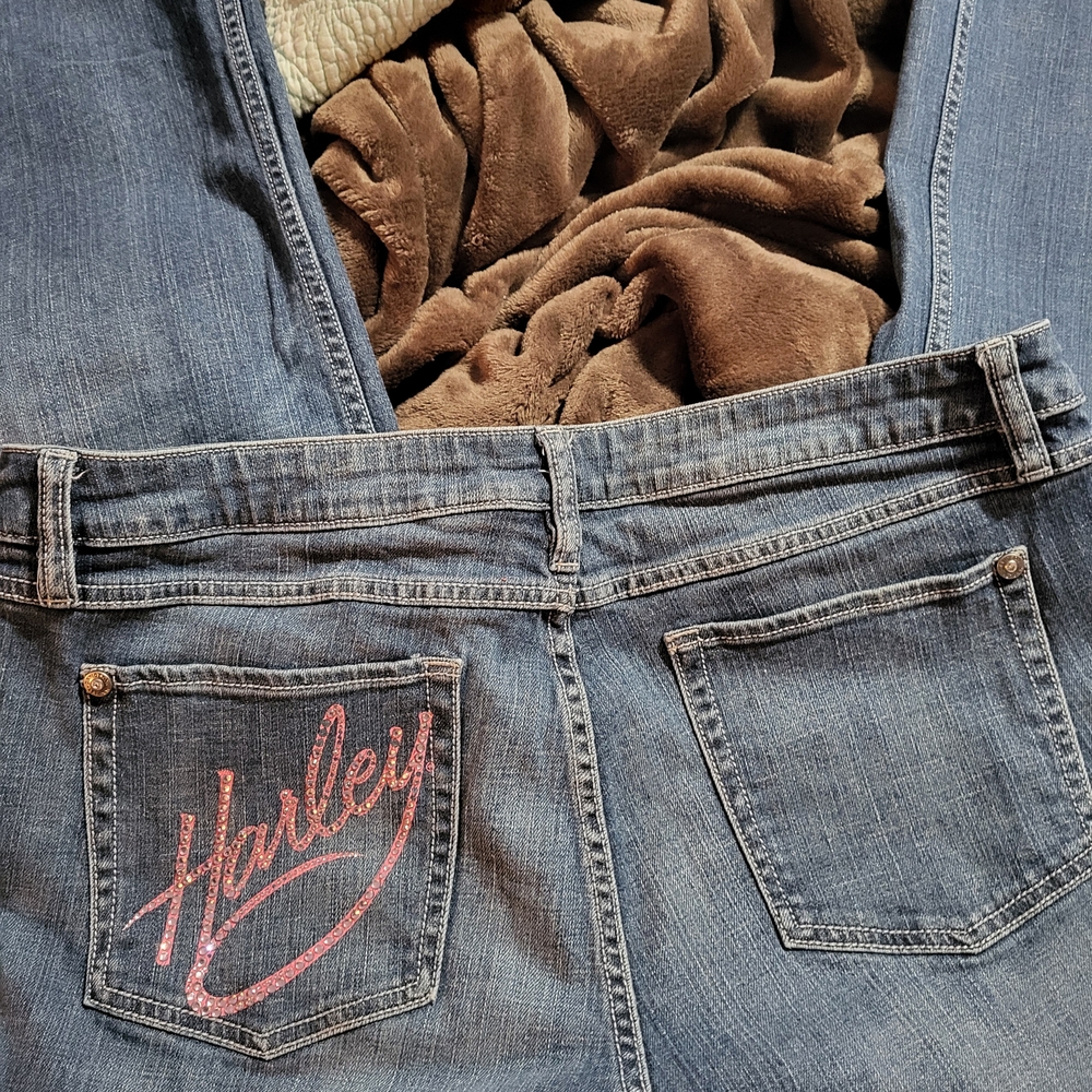 Harley-Davidson Denim Boot Cut Jeans with Pink Embroidery